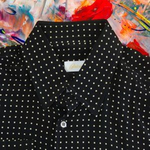$1795 BRIONI Mens Black White Polka Dot Silk Long Sleeve Shirt Medium M Italy